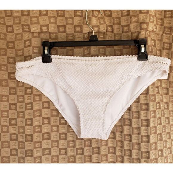 Women's Bikini Bottoms XL White Textured Hipsters Swimsuit Bottoms  - Picture 2 of 5